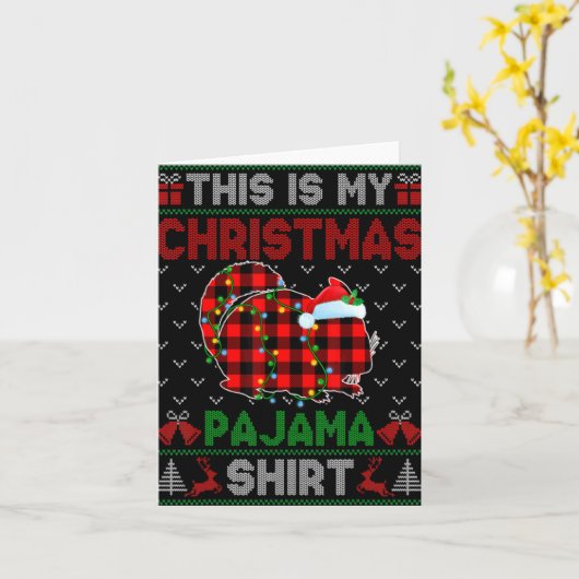 Carte This Is My Christmas Chinchilla Pajama Xmas Light (Fleur jaune)