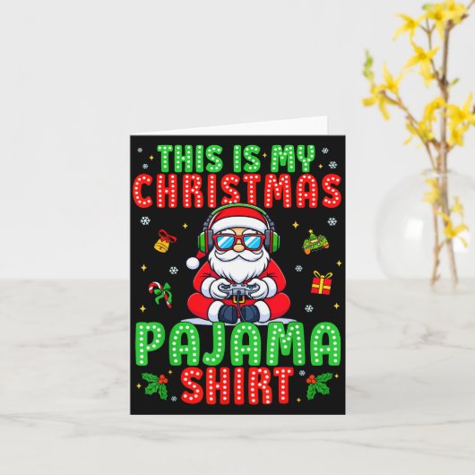 Carte This Is My Christmas Pajama Santa Claus Video Game (Fleur jaune)