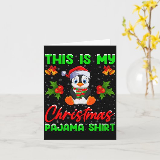 Carte This Is My Penguin Christmas Pajamas Funny Penguin (Fleur jaune)