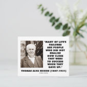 Carte Thomas Edison Échecs proches du succès laissés par (Debout devant)