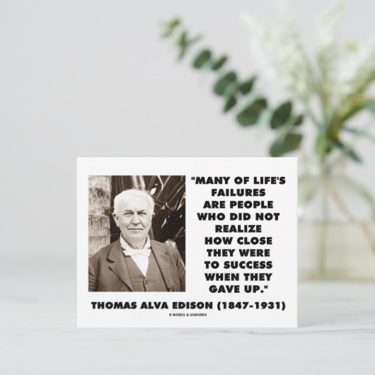 Carte Thomas Edison Échecs proches du succès laissés par (Debout devant)