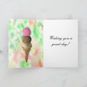 Carte Three Flavors Ice Cream Cone Happy Birthday Day (Intérieur)