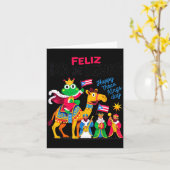 Carte Three Kings Day Puerto Rican &amp; Coqui Frog Bori (Fleur jaune)