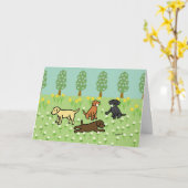 Carte Three Labradors with Spring Flowers (Fleur jaune)