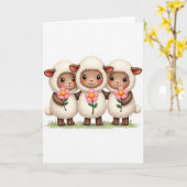 Carte Three Lambs Flower Friend Card (Fleur jaune)
