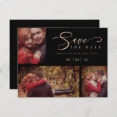 Carte Three Photos Collage Minimalist Modern Wedding (Devant / Derrière)