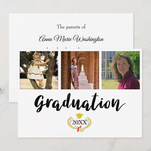 Carte Three photos College Graduation card (Devant / Derrière)