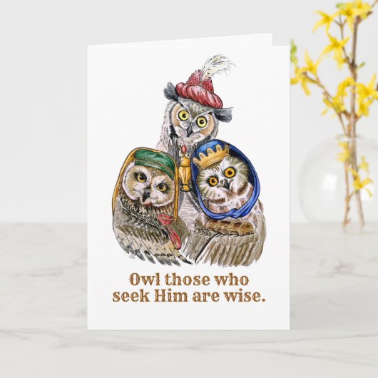 Carte Three Wise Men - Owls (Fleur jaune)