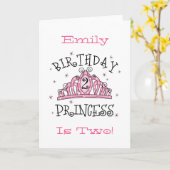 Carte Tiara Princess 2nd Birthday Card - Customisé (Fleur jaune)