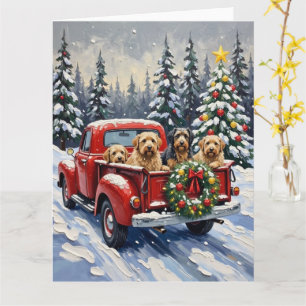 Carte Tibetan Terrier Noël Camion Rouge Fêtes