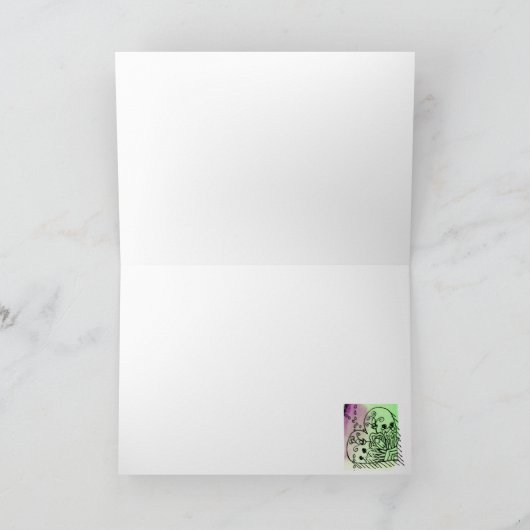 Carte Tic Toc Cœurs Ornés Vert et Violet (Intérieur)