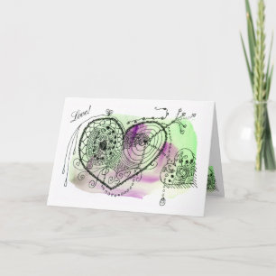 Carte Tic Toc Cœurs Ornés Vert et Violet
