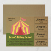 Carte Ticket d'admission à la fête d'anniversaire des en (Devant / Derrière)