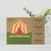 Carte Ticket d'admission au carnaval pour l'anniversaire (Debout devant)