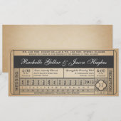 Carte Ticket de mariage vintage III découpé (Devant / Derrière)