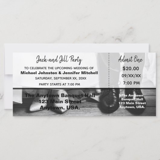 Carte Ticket pour la fête des mariés Jack et Jill (Devant)
