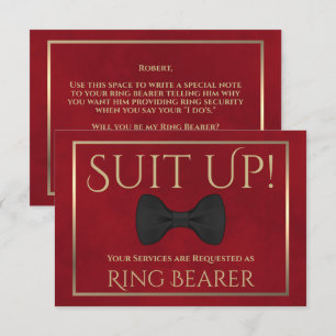 Carte Tie Bow Fun Rouge & Or Mon Porteur De Bague
