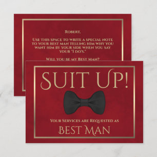 Carte Tie Bow Fun Rouge & Or Mon Témoin