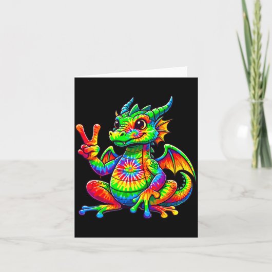 Carte Tie-dye Dragon Peace Sign Hipe  (Devant)