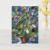 Carte Tiffany-Style Stained Glass Christmas Tree (Fleur jaune)