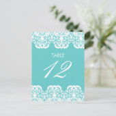 Carte Tiffany Turquoise Lace Table Numéro (Debout devant)