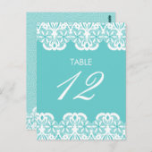 Carte Tiffany Turquoise Lace Table Numéro (Devant / Derrière)