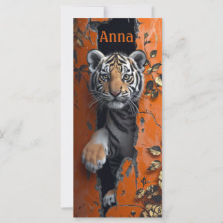 Carte Tiger hello 3D personnalisable nom