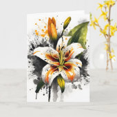 Carte Tiger Lily - Watercolor flowers (Fleur jaune)