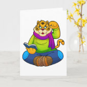 Carte Tiger Nerd avec Livre (Fleur jaune)