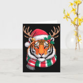 Carte Tiger Reindeer Christmas Santa Hat Tiger Xmas  (Fleur jaune)