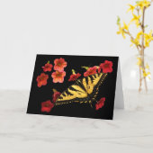 Carte Tiger Swallowtail sur les fleurs rouges (Fleur jaune)