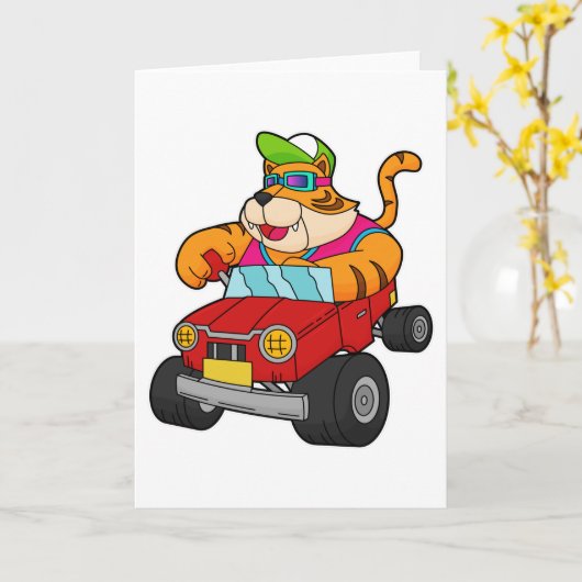Carte Tiger with Car (Fleur jaune)