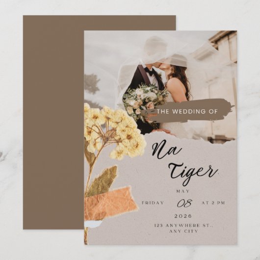 Carte TigerNa Romantic Botanical Flat Card (Devant / Derrière)