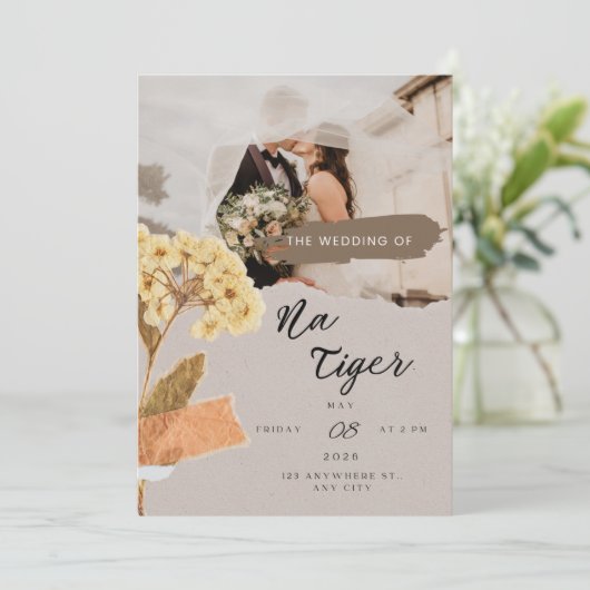 Carte TigerNa Romantic Botanical Flat Card (Debout devant)