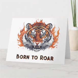 Carte Tigre à flammes - Texte personnalisable