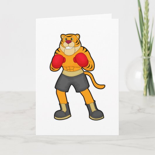 Carte Tigre à la boxe avec des gants de boxe (Devant)