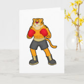 Carte Tigre à la boxe avec des gants de boxe (Fleur jaune)