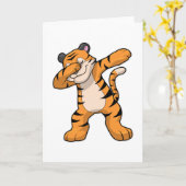 Carte Tigre à la danse hip hop Dab (Fleur jaune)