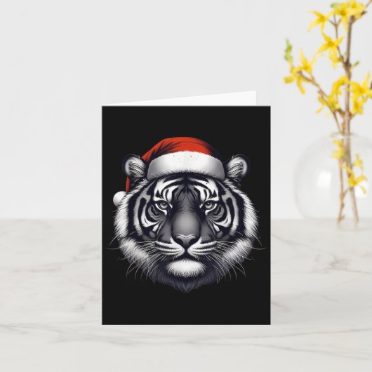 Carte Tigre avec chapeau de Noël Noël Noël Noël Zoo de l (Fleur jaune)