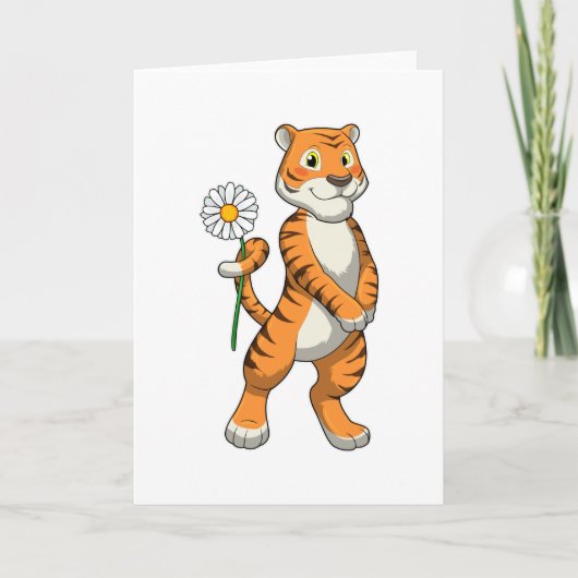 Carte Tigre avec fleur de marguerite (Devant)