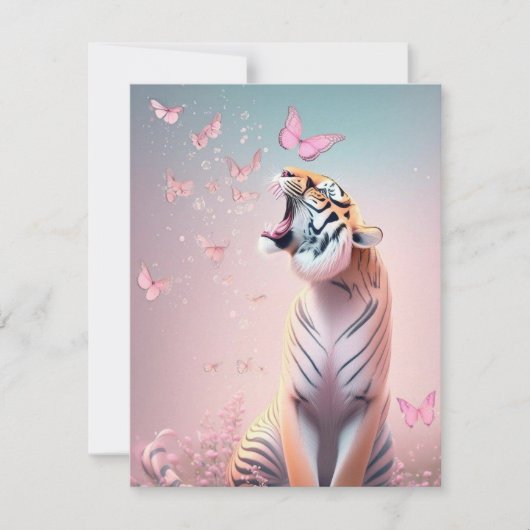 Carte Tigre avec papillons (Devant)