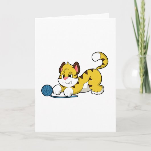 Carte Tigre avec une pelote de laine (Devant)