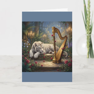 Carte Tigre Blanc & Harpe Dorée