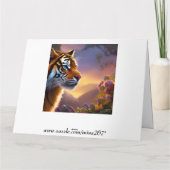 Carte Tigre bleu et fleurs roses (Dos)