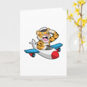 Carte Tigre comme pilote dans un avion (Fleur jaune)