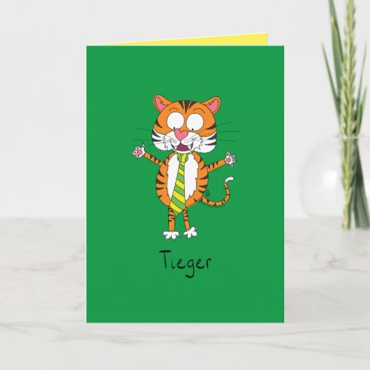 Carte Tigre Cravate Mignon Drôle (Devant)