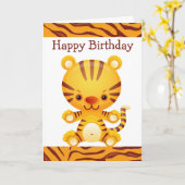 Carte Tigre de dessin avec tigre Imprimer Joyeux anniver (Fleur jaune)