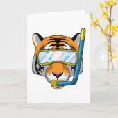 Carte Tigre en plongeur avec tuba (Fleur jaune)