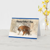 Carte Tigre Et Cub Bonne Fête des pères (Fleur jaune)