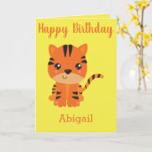 Carte Tigre fille d'anniversaire (Fleur jaune)